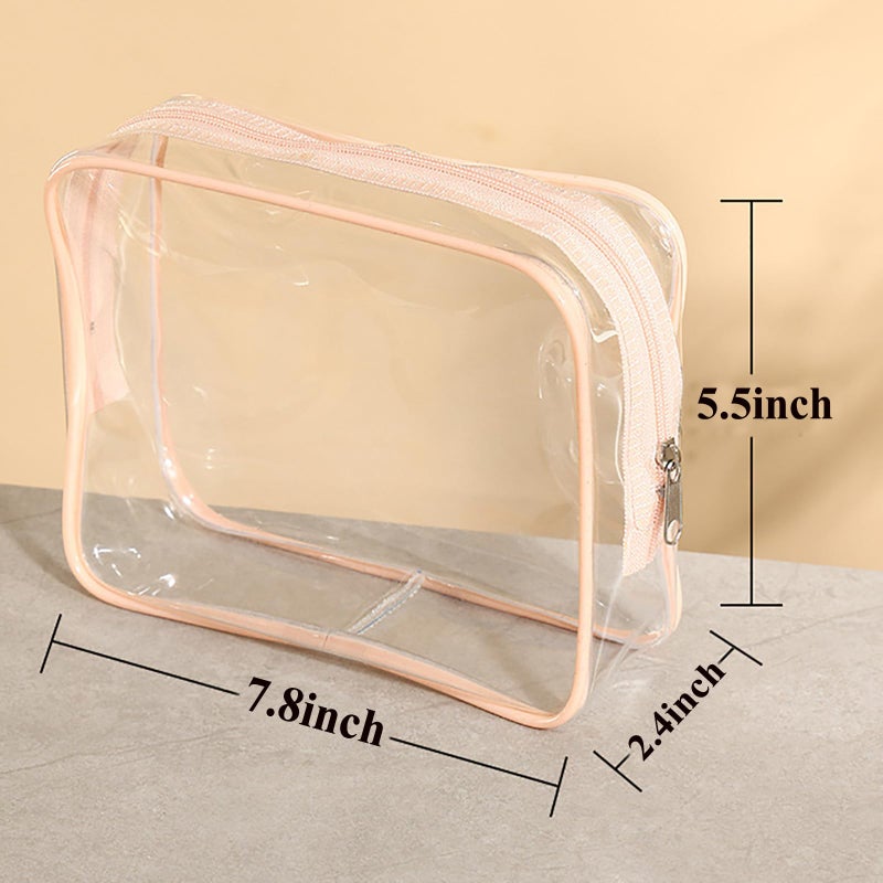 Tergy 20 Packs Clear Cosmetics Bags for Women Men Waterproof Toiletry Bags PVC Makeup Bags Organizer Case with Zipper for Travel Bathroom (20 Pink Colors) - Image 2